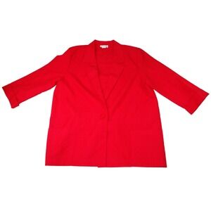 ALICE STUART Red Textured Blazer Jacket Button Front Women's Large